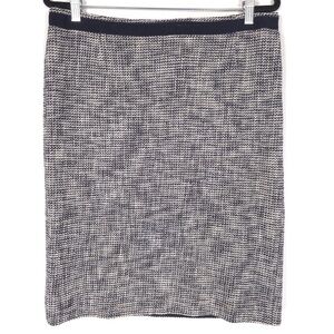 MaxMara WEEKEND Women’s Cotton Waffle KNIT Straight Skirt‎ Navy White Size US 14